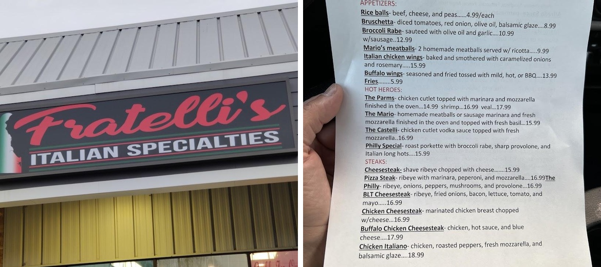 Fratelli's Italian Specialties Menu